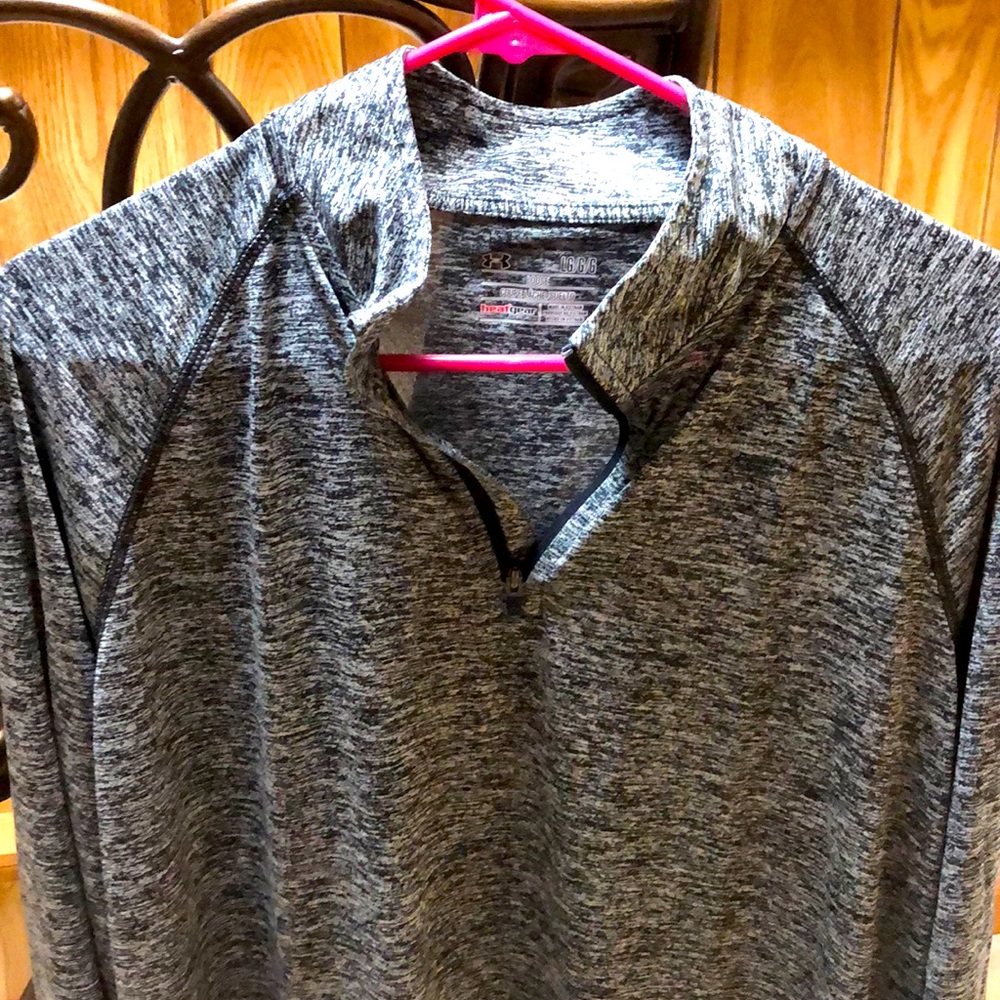Men’s Under Armour Heatgear 1/4 zip pullover grey sz Large